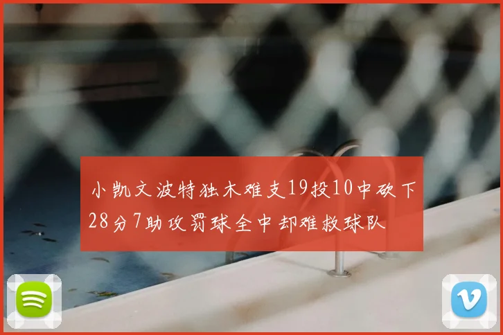 小凯文波特独木难支19投10中砍下28分7助攻罚球全中却难救球队